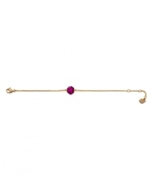 Bright, bold, and elegant. Swarovski's pretty bracelet features a Fuchsia crystal in an exclusive cut that gleams on a beautiful gold tone mixed metal chain. Approximate length: 6-1/4 inches. Bright, bold, and elegant. Swarovski's pretty bracelet features a Fuchsia crystal in an exclusive cut that gleams on a beautiful gold tone mixed metal chain. Approximate length: 6-1/4 inches.