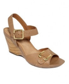 Bamboo beauty: The Artisan Woodward Bamboo wedge sandals by Clarks are a natural wonder. With a supportive leather ankle strap and bamboo platform heel, they exemplify cushy style. Bamboo beauty: The Artisan Woodward Bamboo wedge sandals by Clarks are a natural wonder. With a supportive leather ankle strap and bamboo platform heel, they exemplify cushy style.