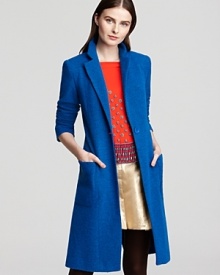 Clean lines ensure sleek sophistication while a vivid hue lends on-trend style in this covet-worthy coat from Nanette Lepore. Clean lines ensure sleek sophistication while a vivid hue lends on-trend style in this covet-worthy coat from Nanette Lepore.