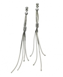 Whip up a style frenzy in these dramatic shoulder dusters. GUESS earrings feature four drop chains in a silver tone mixed metal post setting. Approximate drop: 3-1/2 inches. Whip up a style frenzy in these dramatic shoulder dusters. GUESS earrings feature four drop chains in a silver tone mixed metal post setting. Approximate drop: 3-1/2 inches.