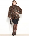 A chic trapeze silhouette creates a plus size topper with vintage-inspired chic and contemporary appeal, from Betsey Johnson. Available in black or a wildly stylish leopard print.
