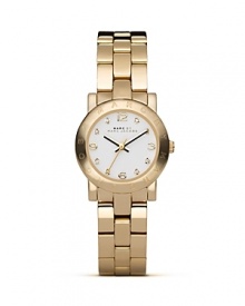 Make time for shine. It might be mini but this gold-plated stainless steel watch from MARC BY MARC JACOBS makes a major round-the-clock statement.