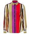 Inject bold style to your workweek look with this vibrant striped top from Etro - Spread collar, front button placket, curved hem, all-over stripe print - Style with skinny jeans or wide leg trousers, an oversized cardigan, and platform heels