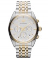 Golden accents lend a luxurious look to this classic steel watch from Emporio Armani.
