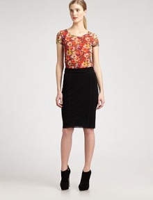 Layers of mesh knit, tailored in a classic tee silhouette and printed with a vibrant, playful daisy pattern.ScoopneckShort sleevesSignature back loop detailFully linedPolyamideDry cleanMade in ItalyModel shown is 5'9½ (176cm) wearing US size Small. Additional Information Women's Premier Designer & Contemporary Size Guide Layers of mesh knit, tailored in a classic tee silhouette and printed with a vibrant, playful daisy pattern.ScoopneckShort sleevesSignature back loop detailFully linedPolyamideDry cleanMade in ItalyModel shown is 5'9½ (176cm) wearing US size Small. Additional Information Women's Premier Designer & Contemporary Size Guide