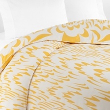 A pop art-inspired play of sunny yellow and bright white wing shapes on this DIANE von FURSTENBERG king duvet refreshes your bedroom decor with versatile contemporary style. A pop art-inspired play of sunny yellow and bright white wing shapes on this DIANE von FURSTENBERG king duvet refreshes your bedroom decor with versatile contemporary style.