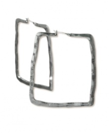 Dare to get funky with a not-so-average pair of hoops. Earrings by RACHEL Rachel Roy feature a chunky square design in worn hematite tone mixed metal. Approximate diameter: 2 inches. Dare to get funky with a not-so-average pair of hoops. Earrings by RACHEL Rachel Roy feature a chunky square design in worn hematite tone mixed metal. Approximate diameter: 2 inches.