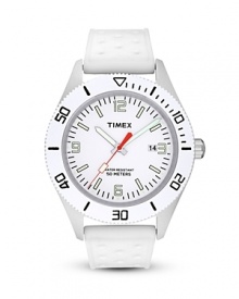 Make a fresh style statement this summer with Timex's white on white Sport watch with Indiglo® night-light and date window. Make a fresh style statement this summer with Timex's white on white Sport watch with Indiglo® night-light and date window.