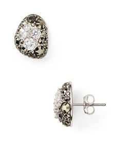 Shape meets sparkle. Accessorize your way to cool with this pair of crystal-decked button earrings from Aqua. Shape meets sparkle. Accessorize your way to cool with this pair of crystal-decked button earrings from Aqua.