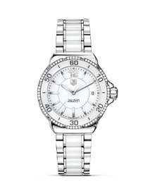 Polished ceramic and steel bezel with 60 Wesselton diamonds. White dial with sapphire crystal, luminescent markers on faceted minute and hour hands. Date window at 3 o'clock. Polished ceramic and steel bezel with 60 Wesselton diamonds. White dial with sapphire crystal, luminescent markers on faceted minute and hour hands. Date window at 3 o'clock.