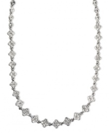 Stunning style with a delicate edge created by glittering, silvertone crystal clusters. Length measures 15 inches with adjustable 3 inch extender. Stunning style with a delicate edge created by glittering, silvertone crystal clusters. Length measures 15 inches with adjustable 3 inch extender.