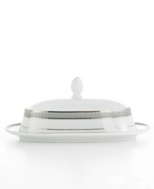 Well-suited for formal occasions, Mikasa's regal Platinum Crown dinnerware and dishes collection trims elegant white fine china with embossed platinum bands. Well-suited for formal occasions, Mikasa's regal Platinum Crown dinnerware and dishes collection trims elegant white fine china with embossed platinum bands.