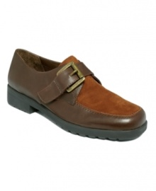 With extra cushioning in the heel and a flexible sole, you'll feel completely at ease in Easy Spirit's Lourens flats. Made in suede and leather with a squared round-toe shape, they include a velcro leather buckle closure on the vamp. With extra cushioning in the heel and a flexible sole, you'll feel completely at ease in Easy Spirit's Lourens flats. Made in suede and leather with a squared round-toe shape, they include a velcro leather buckle closure on the vamp.