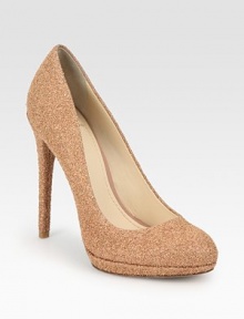 Classic silhouette updated by a glitter-coated cork upper and slight platform. Self-covered heel, 4½ (115mm)Covered platform, ½ (15mm)Compares to a 4 heel (100mm)Glitter-coated cork upperLeather lining and solePadded insoleMade in Italy Classic silhouette updated by a glitter-coated cork upper and slight platform. Self-covered heel, 4½ (115mm)Covered platform, ½ (15mm)Compares to a 4 heel (100mm)Glitter-coated cork upperLeather lining and solePadded insoleMade in Italy
