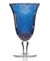 The eye-catching Iris iced tea glass makes a big impact in any setting with a cool slate-blue hue and tiny bubbles trapped in dishwasher-safe glass. From Artland.