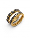 THE LOOKSet of two ringsTextured dot accentsCubic zirconia accentsGold vermeil and black rhodium-plated sterling silver settingTHE MEASUREMENTWidth, about .125ORIGINImported