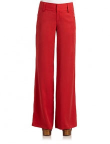 THE LOOKBanded waist with belt loopsZip fly with slide tab closureAngled front pocketsBack welt pocketsSuper wide leg silhouetteTHE FITRise, about 8Inseam, about 35THE MATERIALTencelCARE & ORIGINDry cleanMade in the USAModel shown is 5'10 (177cm) wearing US size 4. THE LOOKBanded waist with belt loopsZip fly with slide tab closureAngled front pocketsBack welt pocketsSuper wide leg silhouetteTHE FITRise, about 8Inseam, about 35THE MATERIALTencelCARE & ORIGINDry cleanMade in the USAModel shown is 5'10 (177cm) wearing US size 4.