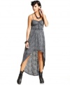 Make a high-style statement in this printed dress from Material Girl that sports bustier-design and a chic high-low hem!