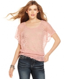 Add instant femininity to your jeans and tank uniform with this gorgeous lace blouson top from Eyeshadow! Add instant femininity to your jeans and tank uniform with this gorgeous lace blouson top from Eyeshadow!