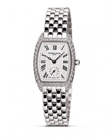 The Frédérique Constant Art Deco collection of tonneau-shaped wristwatches is a modern yet classic and timeless interpretation of the Art Deco style of the 1920s. The tonneau-shaped models are available with either mechanical automatic or quartz movements. Quartz calibre: Hours, Minutes and Seconds. Made in Geneva, Switzerland. The Frédérique Constant Art Deco collection of tonneau-shaped wristwatches is a modern yet classic and timeless interpretation of the Art Deco style of the 1920s. The tonneau-shaped models are available with either mechanical automatic or quartz movements. Quartz calibre: Hours, Minutes and Seconds. Made in Geneva, Switzerland.