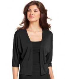 Instant classic: a chic open-front cardigan with three-quarter sleeves is a summertime essential that works season after season. From Jones New York. Instant classic: a chic open-front cardigan with three-quarter sleeves is a summertime essential that works season after season. From Jones New York.