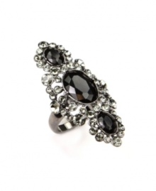 Sparkling and stunning. Dazzle them at your next special event with this chic cocktail ring from Givenchy. Embellished with glittering jet and black glass accents, it's set in silver tone mixed metal. Size 7. Sparkling and stunning. Dazzle them at your next special event with this chic cocktail ring from Givenchy. Embellished with glittering jet and black glass accents, it's set in silver tone mixed metal. Size 7.