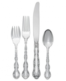 With all the grace and elegance of Chantilly lace, this sterling silver dinner fork is crafted for a lifetime of special occasions. Detailed engravings distinguish a teardrop-shaped handle, adding an element of antique finery to formal table settings. With all the grace and elegance of Chantilly lace, this sterling silver dinner fork is crafted for a lifetime of special occasions. Detailed engravings distinguish a teardrop-shaped handle, adding an element of antique finery to formal table settings.