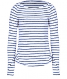Destined to be your favorite casual go-to, A.L.C.s striped cotton top is as comfy as it is cool - Boat-neckline, seamed long sleeves, shirttail hemline - Fitted - Wear with a cashmere cardigan, skinnies and flats Destined to be your favorite casual go-to, A.L.C.s striped cotton top is as comfy as it is cool - Boat-neckline, seamed long sleeves, shirttail hemline - Fitted - Wear with a cashmere cardigan, skinnies and flats