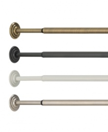 The perfect solution for hard-to-fit windows, the Coretto tension rod snugly fits between two walls or panels for secure, stylish support. Choose from four distinctive finishes. (Clearance) The perfect solution for hard-to-fit windows, the Coretto tension rod snugly fits between two walls or panels for secure, stylish support. Choose from four distinctive finishes. (Clearance)