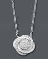 Swirls of pave-set diamonds add magic to any look. Wrapped in Love(tm) pendant features swirls of round-cut diamonds (1/4 ct. t.w.) set in sterling silver. Approximate length: 18 inches. Approximate drop: 3/4 inch.