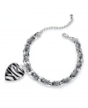 Into the wild. Charter Club's chic charm bracelet combines a sweet heart and tasteful ribbon decor with trendy animal prints. Bracelet crafted in silver tone mixed metal with a zebra print resin charm. Approximate length: 7 inches + 2-inch extender. Approximate charm drop: 1 inch.