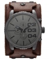 Add a masculine yet refined touch to your casual style with this leather watch from Diesel.