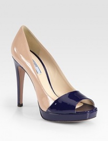 Square-toe patent leather design with a contrasting platform and heel. Self-covered heel, 4½ (115mm)Covered platform, ½ (15mm)Compares to a 4 heel (100mm)Patent leather upperLeather lining and solePadded insoleMade in ItalyOUR FIT MODEL RECOMMENDS ordering one size up as this style runs small. Square-toe patent leather design with a contrasting platform and heel. Self-covered heel, 4½ (115mm)Covered platform, ½ (15mm)Compares to a 4 heel (100mm)Patent leather upperLeather lining and solePadded insoleMade in ItalyOUR FIT MODEL RECOMMENDS ordering one size up as this style runs small.