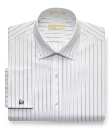 Step into the office or out on the town with crisp class in this multi-striped shirt from Michael Kors. Step into the office or out on the town with crisp class in this multi-striped shirt from Michael Kors.