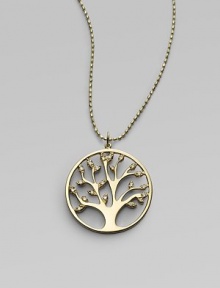 EXCLUSIVELY AT SAKS.COM. The branches are gold and the leaves are diamonds, in a graceful tree of life pendant on a gold ball chain. Diamonds, 0.10 tcw 14k yellow gold Chain length, about 16 Pendant diameter, about ¾ Lobster clasp Imported
