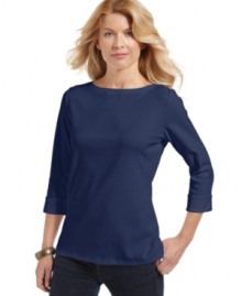 A classic silhouette rendered in soft cotton makes Karen Scott's top an essential for all seasons. A classic silhouette rendered in soft cotton makes Karen Scott's top an essential for all seasons.