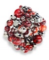 Style&co.'s chic stretch bracelet is bedecked with red and hematite glass stones. Crafted in hematite tone mixed metal. Approximate length: 3 inches.