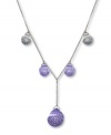 Chic combination. A subtle shade of gray complements the lovely lilac hue in Swarovski's Play Tanzanite Y pendant necklace. Crafted with sparkling clear Pointiage® crystals, its striking silhouette is derived from water droplets. Set in silver tone mixed metal. Approximate length: 15-7/10 inches. Approximate drop: 1-1/2 inches.