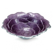 Beautiful and functional, Julia Knights Rose Bowl features a polished aluminum exterior and an artfully carved mother-of-pearl infused enameled interior, creating a dimensional sculpture inspired by the rose. Beautiful and functional, Julia Knights Rose Bowl features a polished aluminum exterior and an artfully carved mother-of-pearl infused enameled interior, creating a dimensional sculpture inspired by the rose.