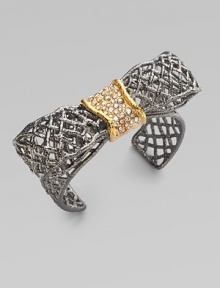 A structured, woven-look piece in a gunmetal finish, accented with dazzling Swarovski crystals in 18k goldplating. Ruthenium18K goldplatingSwarovski crystalsSlip-on styleLength, about 6½ adjustableWidth, about 1Imported A structured, woven-look piece in a gunmetal finish, accented with dazzling Swarovski crystals in 18k goldplating. Ruthenium18K goldplatingSwarovski crystalsSlip-on styleLength, about 6½ adjustableWidth, about 1Imported