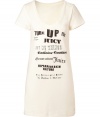 Adorable ecru angel turn up sleep shirt from Juicy Couture - Stay cozy and stylish in this lovely sleep shirt - Oversized fit in a delicate ecru-hued cotton-blend - Stylish V-neck style with logo details - Perfect for glamorous lounging