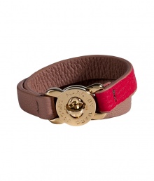 With its cool bicolor leather and logo engraved hardware, Marc by Marc Jacobs wrap around bracelet lends just the right amount of edge to your outfit - Red and blush leather, gold-toned logo-engraved turnlock closure - Team with oversized sweaters, favorite skinnies and flats With its cool bicolor leather and logo engraved hardware, Marc by Marc Jacobs wrap around bracelet lends just the right amount of edge to your outfit - Red and blush leather, gold-toned logo-engraved turnlock closure - Team with oversized sweaters, favorite skinnies and flats