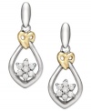 Freshen your look with a hint of floral-shaped sparkle. These stunning drop earrings combine a sterling silver and 14k gold setting with round-cut diamonds (1/10 ct. t.w.) in a pretty daisy shape. Approximate drop: 1/2 inch.