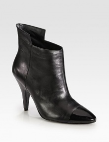 An elevated architectural design of sumptuous leather, topped with a patent cap toe and trim. Leather-covered heel with patent leather trim, 4¼ (110mm)Leather and patent leather upperLeather lining and solePadded insoleImported An elevated architectural design of sumptuous leather, topped with a patent cap toe and trim. Leather-covered heel with patent leather trim, 4¼ (110mm)Leather and patent leather upperLeather lining and solePadded insoleImported