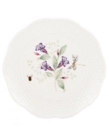 A sweet taste of country living from Lenox. In elegant white porcelain with four unique springtime motifs, Butterfly Meadow Basket dessert plates combine scalloped edges and textured detail for unparalleled charm. Qualifies for Rebate A sweet taste of country living from Lenox. In elegant white porcelain with four unique springtime motifs, Butterfly Meadow Basket dessert plates combine scalloped edges and textured detail for unparalleled charm. Qualifies for Rebate
