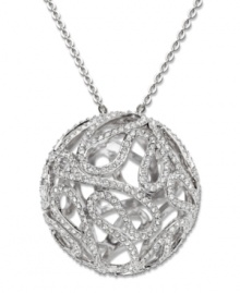 This elaborately crafted, spherical pendant is inspired by delicate flower petals. Sparkling in clear crystal pavé, this Swarovski pendant comes on a rhodium-plated mixed metal chain and lends a modern, sophisticated note to any outfit. Approximate length: 23 inches. Approximate drop: 1-1/4 inches. This elaborately crafted, spherical pendant is inspired by delicate flower petals. Sparkling in clear crystal pavé, this Swarovski pendant comes on a rhodium-plated mixed metal chain and lends a modern, sophisticated note to any outfit. Approximate length: 23 inches. Approximate drop: 1-1/4 inches.