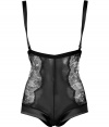 With their daring lace paneling and flattering high waist, La Perlas satin detailed suspender shorts make for a fabulously fierce addition to your lingerie collection - High-waisted, elasticized waistband, satin trim, lace paneled sides, hidden back zip, removable adjustable suspender straps - Wear with a jet black bra for seriously seductive lounging