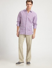 EXCLUSIVELY OURS. A summer favorite, to be worn season after season, tailored with a classic fit in remarkable linen.Drawstring tie waistButton flySide slash, back patch pocketsInseam, about 32LinenHand washImported EXCLUSIVELY OURS. A summer favorite, to be worn season after season, tailored with a classic fit in remarkable linen.Drawstring tie waistButton flySide slash, back patch pocketsInseam, about 32LinenHand washImported