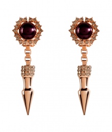 Give your look a polish of hard-edge glamour with Mawis statement spike earrings - Crystal surrounded Bordeaux-colored costume pearl, rose gold-plated brass - For pierced ears - Wear with everything from jeans and tees to cocktail frocks with swept-up hair Give your look a polish of hard-edge glamour with Mawis statement spike earrings - Crystal surrounded Bordeaux-colored costume pearl, rose gold-plated brass - For pierced ears - Wear with everything from jeans and tees to cocktail frocks with swept-up hair