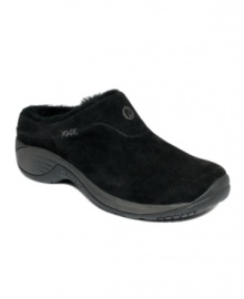 Stay warm in this easy slip-on style. Complete with sheepskin lining and a wool fleece footbed, the Encore Ice mules by Merrell are perfect for those cooler days. Stay warm in this easy slip-on style. Complete with sheepskin lining and a wool fleece footbed, the Encore Ice mules by Merrell are perfect for those cooler days.